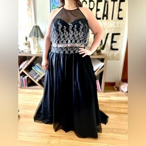 Teeze Me Black and Silver Formal Dress